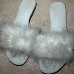 White Faux Fur Slippers